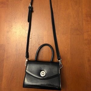 Urban Outfitters small black patent purse with detachable strap